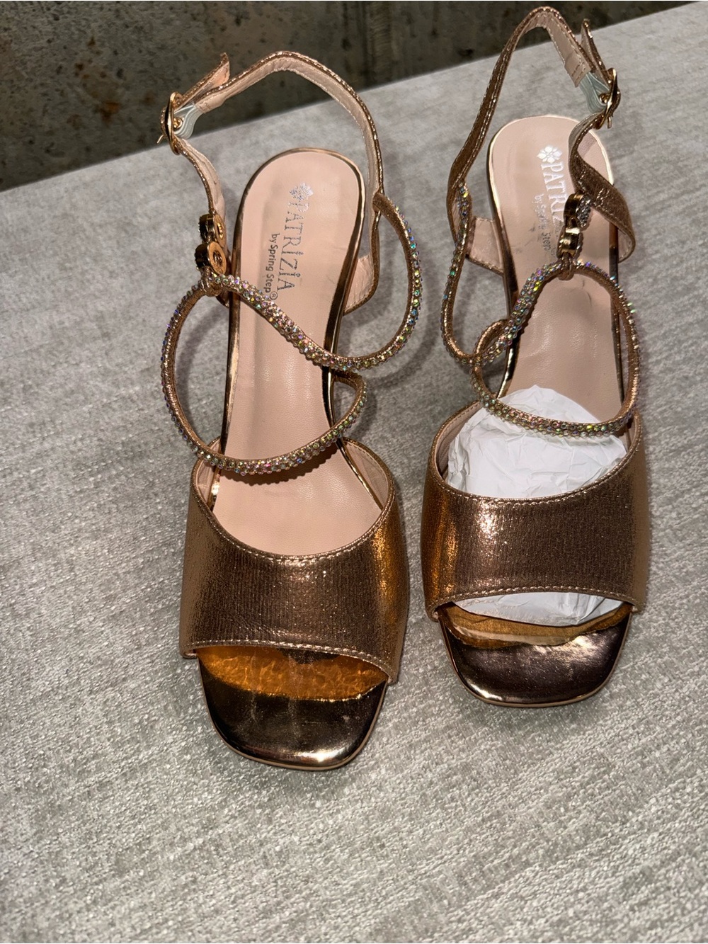 Patrizia by Spring Step Tioanna Rose Gold Rhinestone Heels